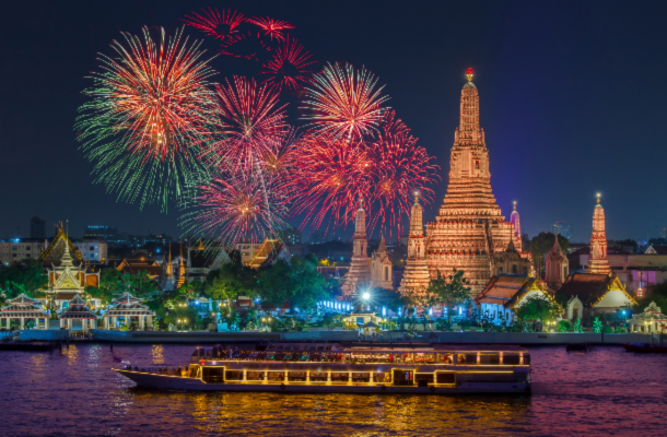 鄭王廟+泰服體驗→河濱咖啡廳(現點現付)→航站百貨TERMINAL 21 Rama 3→不用人擠人~【2026跨年倒數派對】河畔遊船自助晚餐+跨年煙火